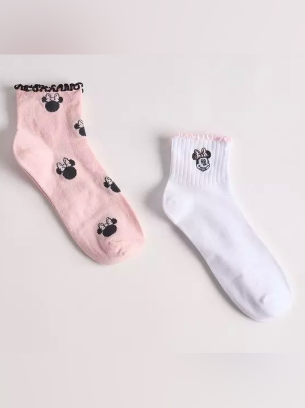 Torrid 2-Pack Disney Mickey & Minnie Ruffle Ankle Sock Pink, White, Black